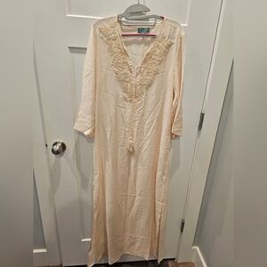 NWOT Antica Santoria by Giacomo Cinque Ivory Beaded Kaftan Maxi Beach Cover Up S
